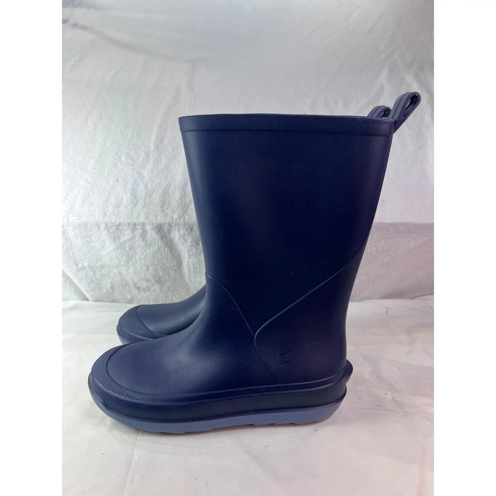 Cat & Jack Kids Navy Blue Waterproof Rubber Rain Boots Size 1 Matte Finish
